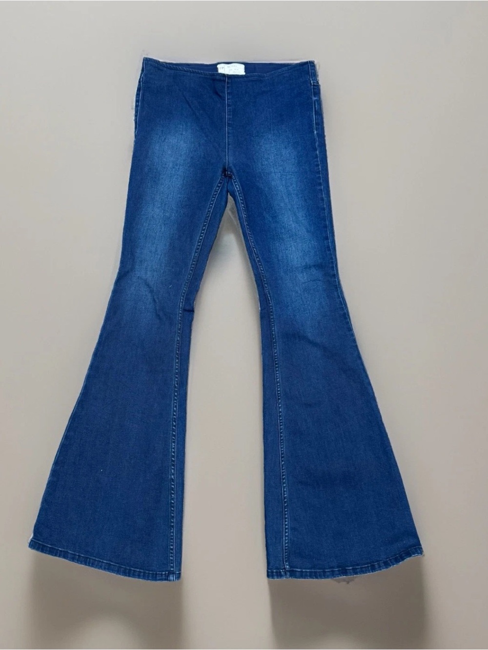 Free People Pull On Flare Jeans Women’s 29 High Rise Stretch Bell Bottom Blue